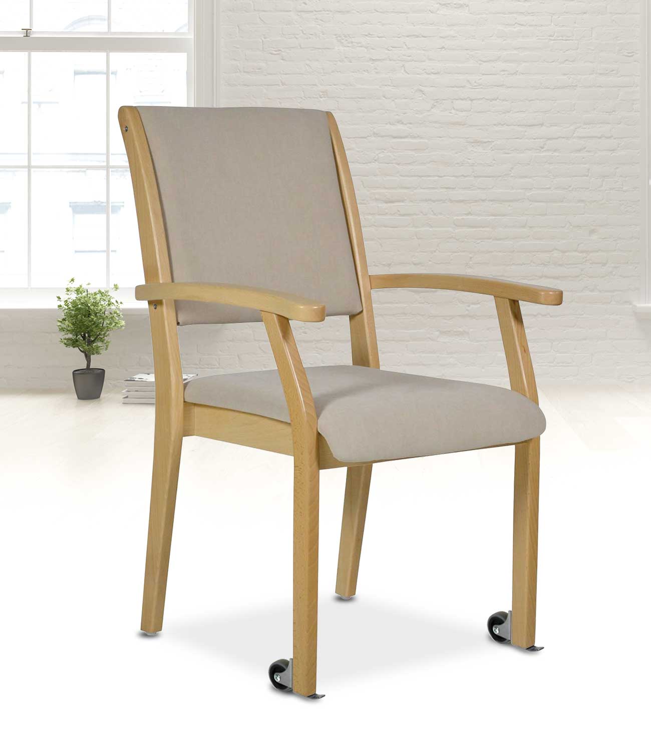 Chaise pour personnes âgées avec accoudoirs et roulettes KERRY